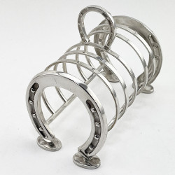 Novelty Silver Plated Equestrian Horseshoe Toast Rack (c.1900)