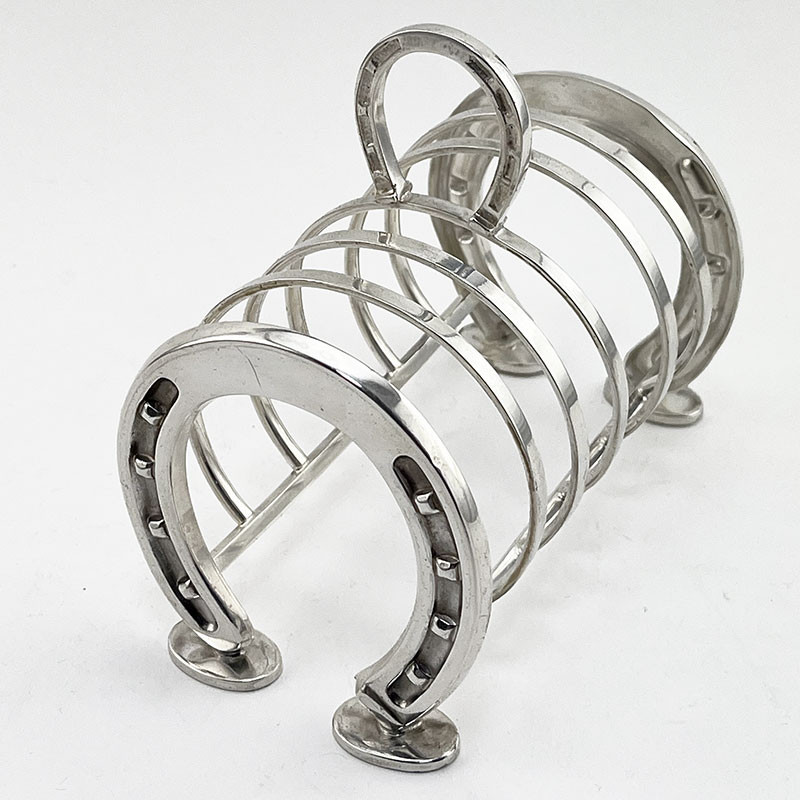 Novelty Silver Plated Equestrian Horseshoe Toast Rack (c.1900)