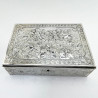 Victorian Silver Plated Jewellery or Trinket Box with Blue Velvet Lining