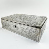 Victorian Silver Plated Jewellery or Trinket Box with Blue Velvet Lining