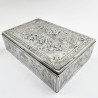 Victorian Silver Plated Jewellery or Trinket Box with Blue Velvet Lining