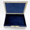 Victorian Silver Plated Jewellery or Trinket Box with Blue Velvet Lining
