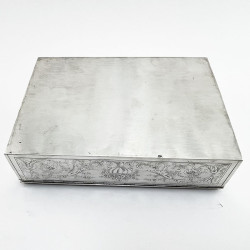 Victorian Silver Plated Jewellery or Trinket Box with Blue Velvet Lining