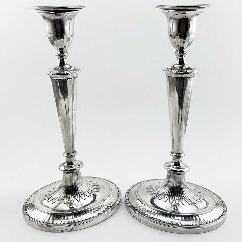 Elegant Pair of George III Sterling Silver Candlesticks (1790)