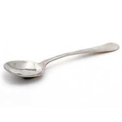 Plain Silver Tea Spoon with a Golfing Scene on the Reverse