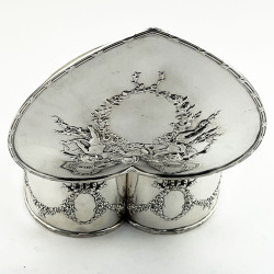 Large Heart Shaped Sterling Silver Jewellery or Trinket Box