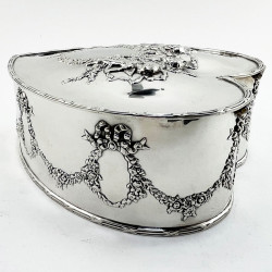 Large Heart Shaped Sterling Silver Jewellery or Trinket Box