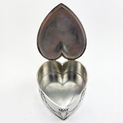 Large Heart Shaped Sterling Silver Jewellery or Trinket Box
