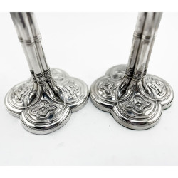 Rare Pair of Quatrefoil Style Georgian Sterling Silver Candlesticks