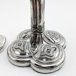 Rare Pair of Quatrefoil Style Georgian Sterling Silver Candlesticks