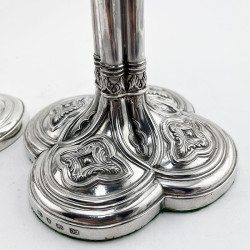 Rare Pair of Quatrefoil Style Georgian Sterling Silver Candlesticks