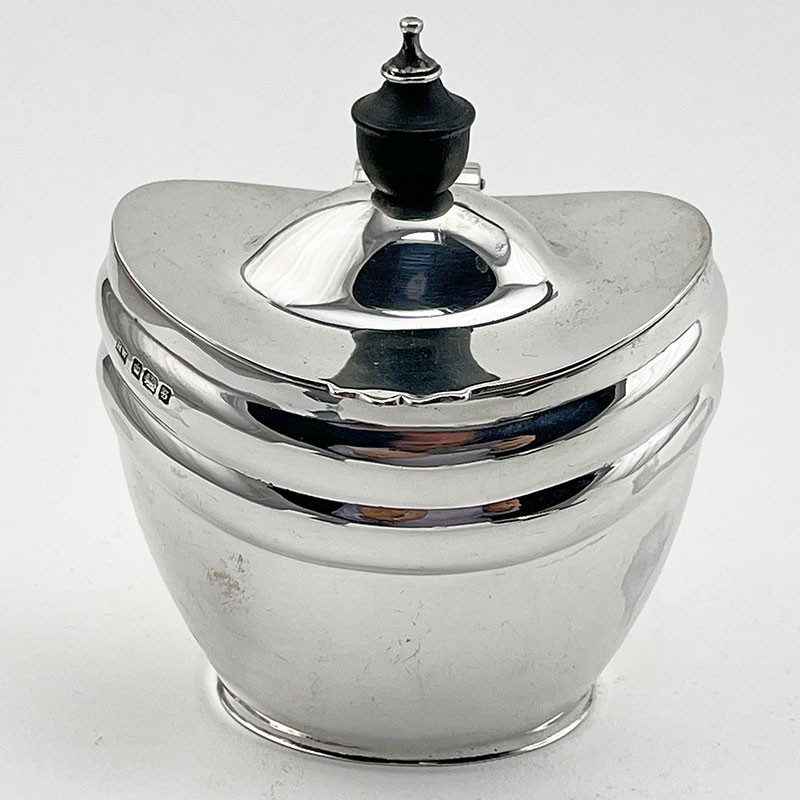 Oval Edwardian Sterling Silver Tea Caddy (1910)
