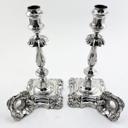 Pair of George III Style Sterling Silver Candlesticks