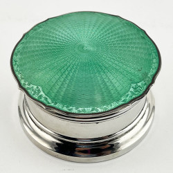 Green Enamel and Sterling Silver Jewellery or Trinket Box (1932)