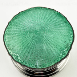 Green Enamel and Sterling Silver Jewellery or Trinket Box