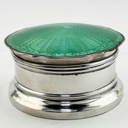 Green Enamel and Sterling Silver Jewellery or Trinket Box