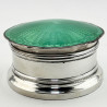 Green Enamel and Sterling Silver Jewellery or Trinket Box