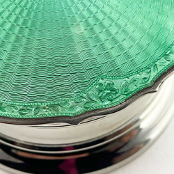 Green Enamel and Sterling Silver Jewellery or Trinket Box