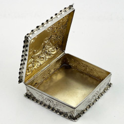 Diamond Shaped Late Victorian Sterling Silver Trinket or Jewellery Box