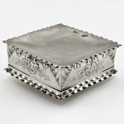 Diamond Shaped Late Victorian Sterling Silver Trinket or Jewellery Box