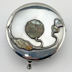Unusual Edwardian Mother of Pearl and Silver Jewellery or Trinket Box