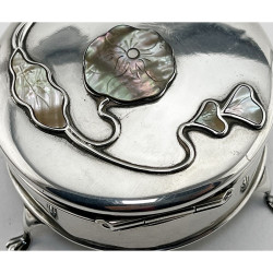 Unusual Edwardian Mother of Pearl and Silver Jewellery or Trinket Box