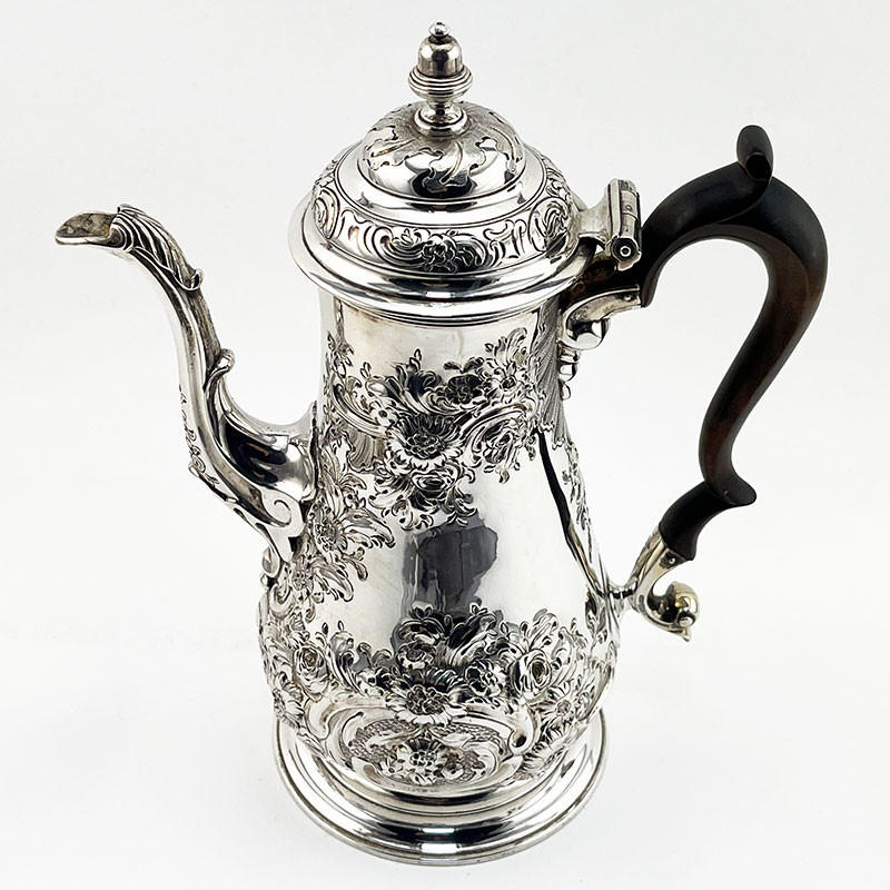 Fine George II Sterling Silver Coffee Pot
