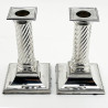Stylish Pair of Edwardian Sterling Silver Candlesticks (1903)