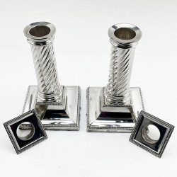 Stylish Pair of Edwardian Sterling Silver Candlesticks