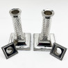 Stylish Pair of Edwardian Sterling Silver Candlesticks