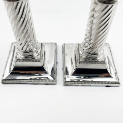 Stylish Pair of Edwardian Sterling Silver Candlesticks
