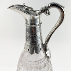 English Victorian Silver Plated and Engraved Claret Jug