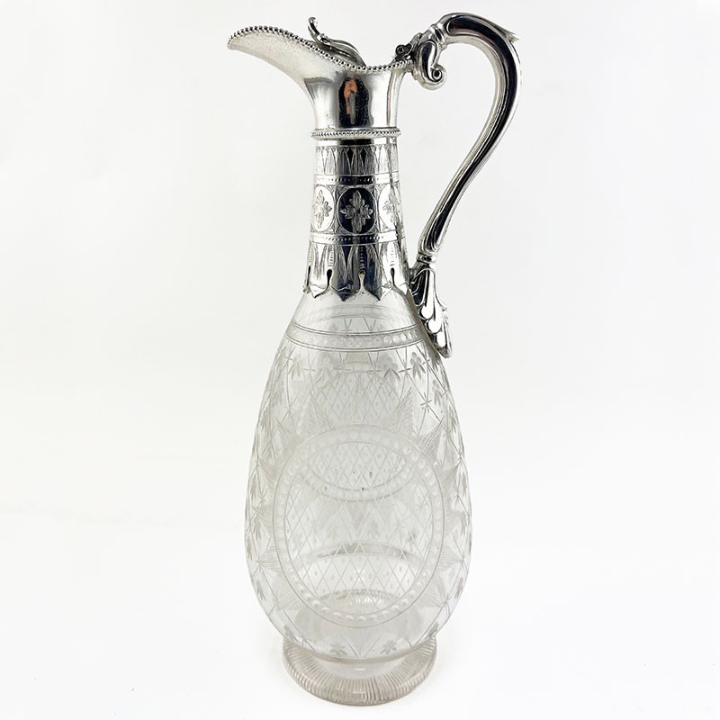 English Victorian Silver Plated and Engraved Claret Jug (c.1890)