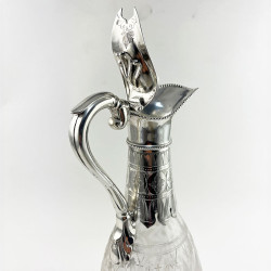 English Victorian Silver Plated and Engraved Claret Jug