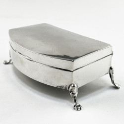 Stylish Plain Sterling Silver Jewellery or Trinket Box (1921)