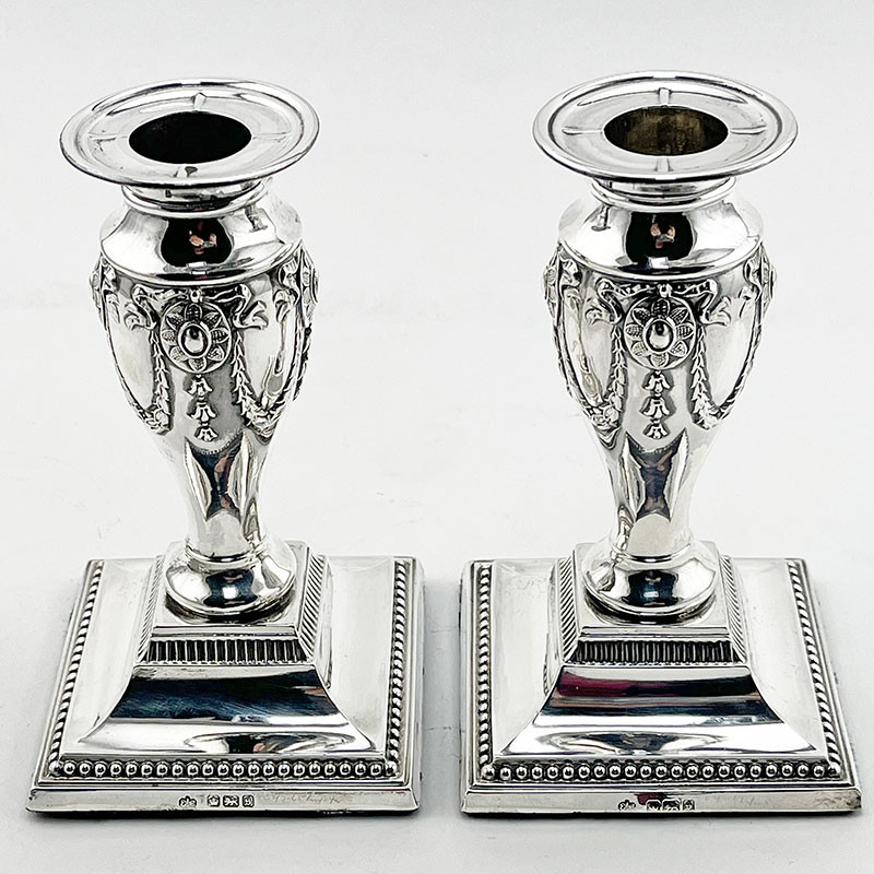 Pair of Edwardian Elkington & Co Sterling Silver Candlesticks (1910)