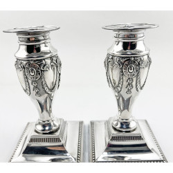 Pair of Edwardian Elkington & Co Sterling Silver Candlesticks