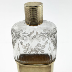 Good Quality Sterling Silver and Glass Hip Flask