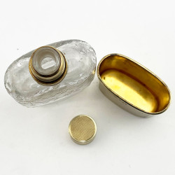 Good Quality Sterling Silver and Glass Hip Flask