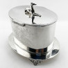 Victorian Silver Plated Biscuit Box with Whippet or Greyhound Motif Finial
