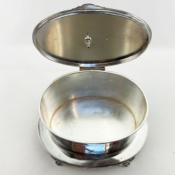 Victorian Silver Plated Biscuit Box with Whippet or Greyhound Motif Finial