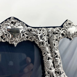 Decorative Victorian Double Heart William Comyns Sterling Silver Photo Frame