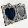 Decorative Victorian Double Heart William Comyns Sterling Silver Photo Frame (1895)