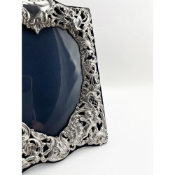 Decorative Victorian Double Heart William Comyns Sterling Silver Photo Frame