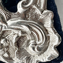 Decorative Victorian Double Heart William Comyns Sterling Silver Photo Frame