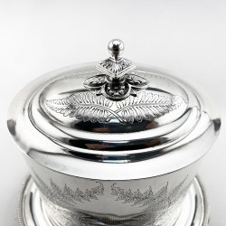 Victorian Fern Engraved Oval Silver Plated Biscuit Box