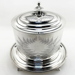 Victorian Fern Engraved Oval Silver Plated Biscuit Box (c.1890)