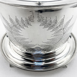 Victorian Fern Engraved Oval Silver Plated Biscuit Box