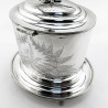 Victorian Fern Engraved Oval Silver Plated Biscuit Box