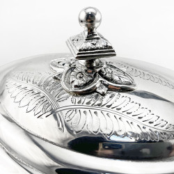 Victorian Fern Engraved Oval Silver Plated Biscuit Box